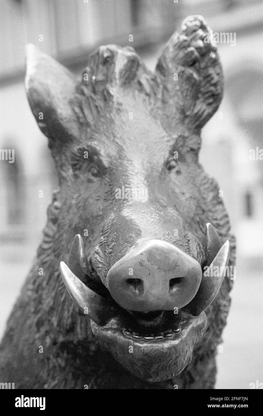Wildschweinskulptur vor dem Jagdmuseum in München. [Automatisierte Übersetzung] Stockfoto