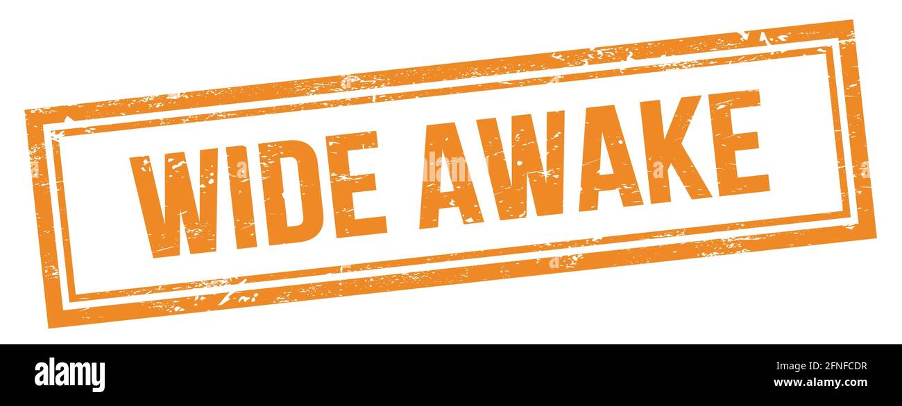 HELLWACH Text auf orange grungy vintage Rechteck Stempel. Stockfoto