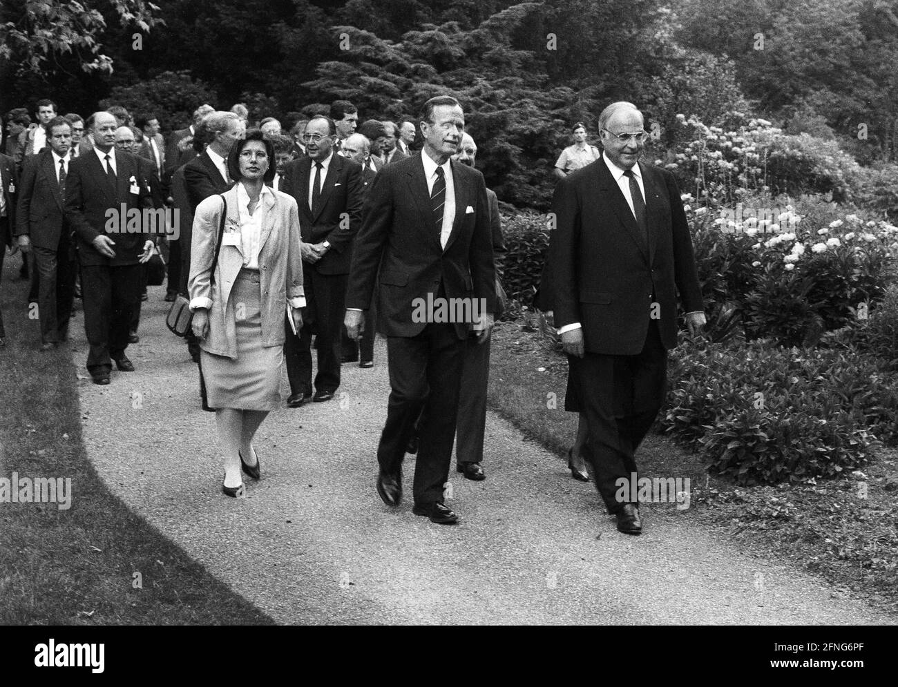 Deutschland, Bonn, 30.05.1989 Archiv-Nr.: 06-61-11 Besuch des amerikanischen Präsidenten Foto: Bundeskanzler Helmut Kohl und George H. W. Bush [automatisierte Übersetzung] Stockfoto
