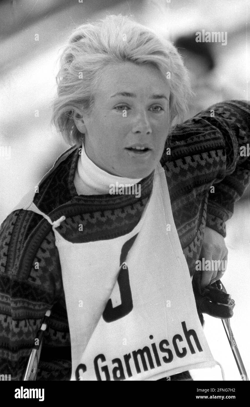 Alpine Ski Championships in Garmisch-Partenkirchen 18.02.1961: Damen-Spezial-Slalom. Heidi Biebl (Oberstaufen), Olympiasiegerin 1960 im Squaw Valley, im Porträt. [Automatisierte Übersetzung] Stockfoto