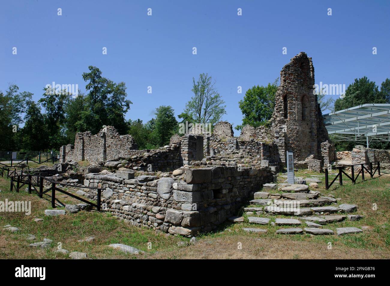 Europa, Italien, Lombardei, VareseDas archäologische Gebiet von Castelseprio mit den Ruinen eines Dorfes, das im 13. Jahrhundert zerstört wurde. Unesco - Wor Stockfoto