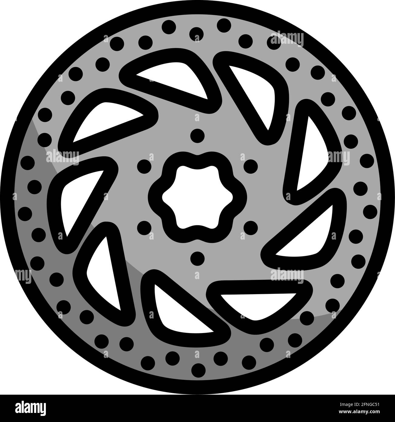 Symbol Für Die Bremsscheibe Des Fahrrads. Editierbare Fett Formatigte Kontur Mit Farbfüllungsdesign. Vektorgrafik. Stock Vektor