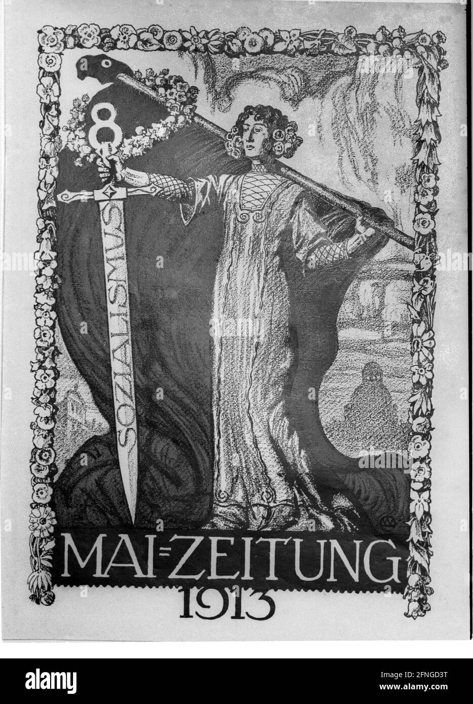 Berlin / Gewerkschaften / Geschichte / 1913 Plakate und Zeitungstitel zum 1. Mai-Fest, // Gewerkschaft / Arbeiterbewegung / Sozialdemokratie / SPD / Werbung / Kunst / Poster / fotografiert am 1989. April, Preußisches Staatsarchiv *** Ortsüberschrift *** Gewerkschaft / Geschichte / Nationales Staatsposter zur 1. Mai-Kundgebung. -Mai-Feier 1901- // Arbeiterklasse / Sozialdemokratie / Kunst / [automatisierte Übersetzung] Stockfoto