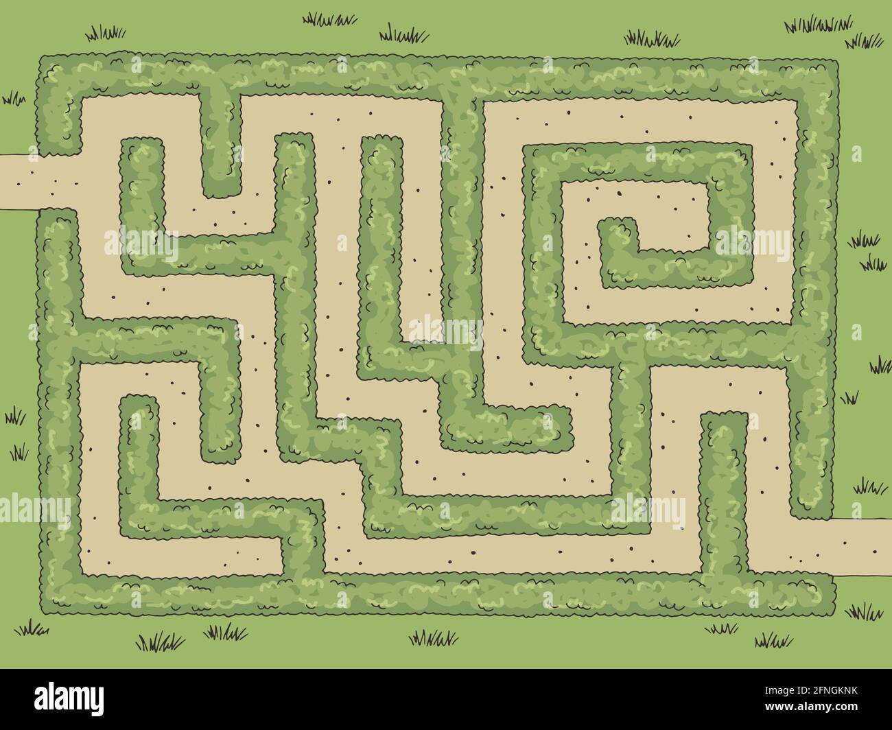 Garten Labyrinth Busch Grafik Farbe Skizze oben Luftaufnahme Illustration vektor Stock Vektor