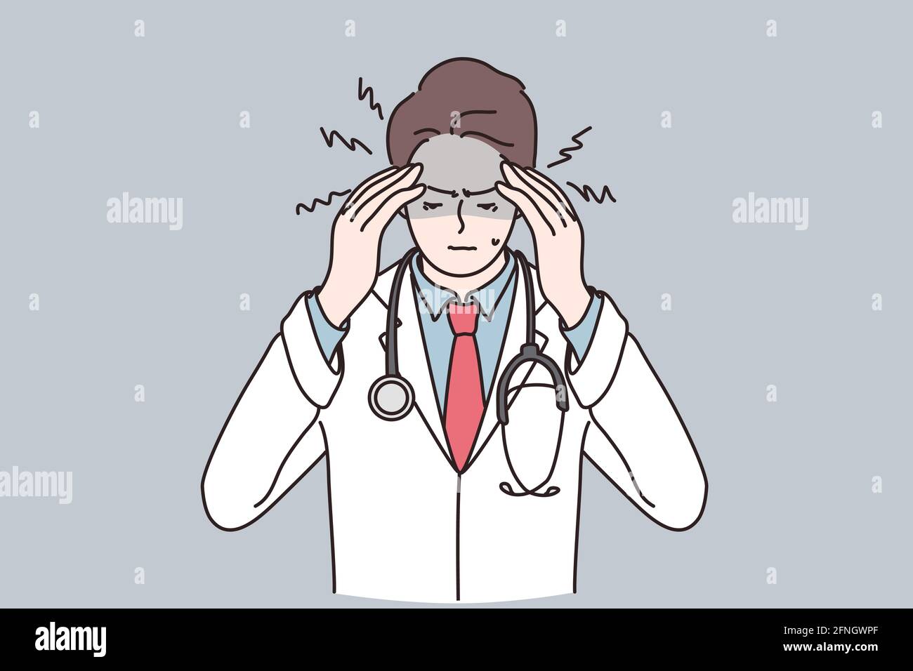 Arbeiten während des COVID-19-Epidemien-Konzepts. Stock Vektor