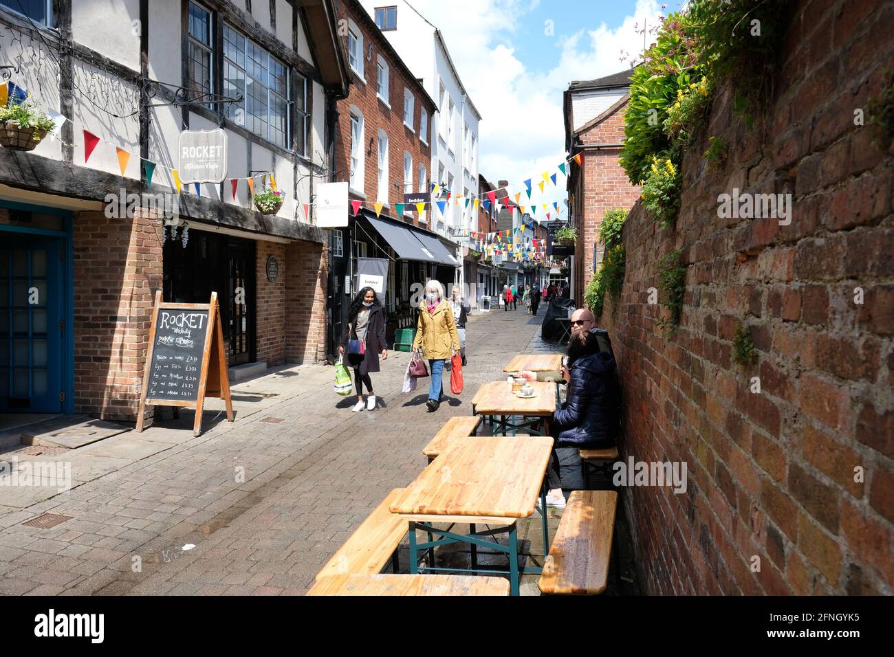 Church Street Hereford UK eine attraktive Einkaufsstraße im Mai 2021 Stockfoto