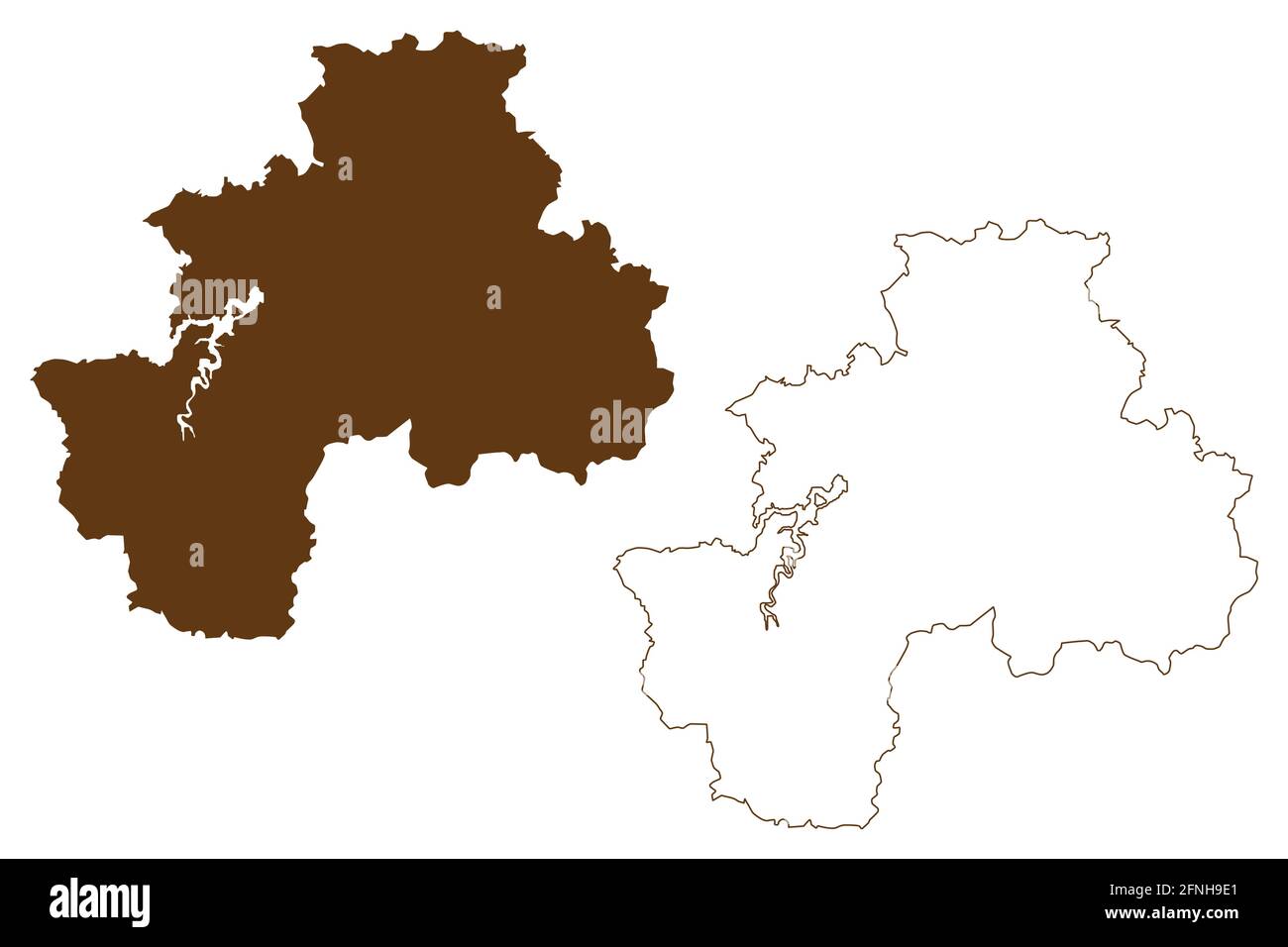 Kreis Olpe (Bundesrepublik Deutschland, Land Nordrhein-Westfalen, NRW, Region Arnsberg) Kartenvektordarstellung, Scribble-Skizze Olpe-Karte Stock Vektor