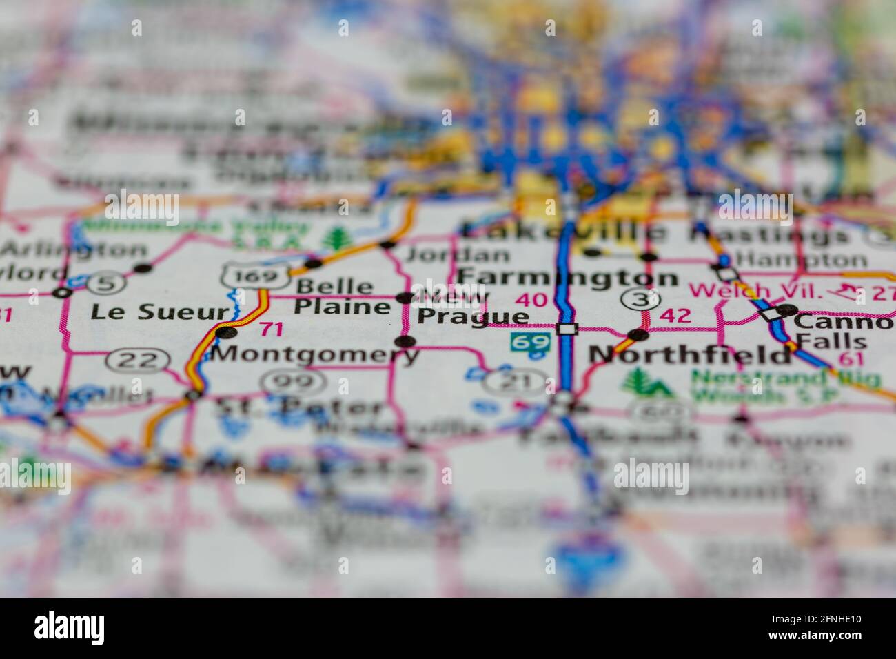 New Prague Minnesota USA auf einer Geographie-Karte oder angezeigt Straßenkarte Stockfoto