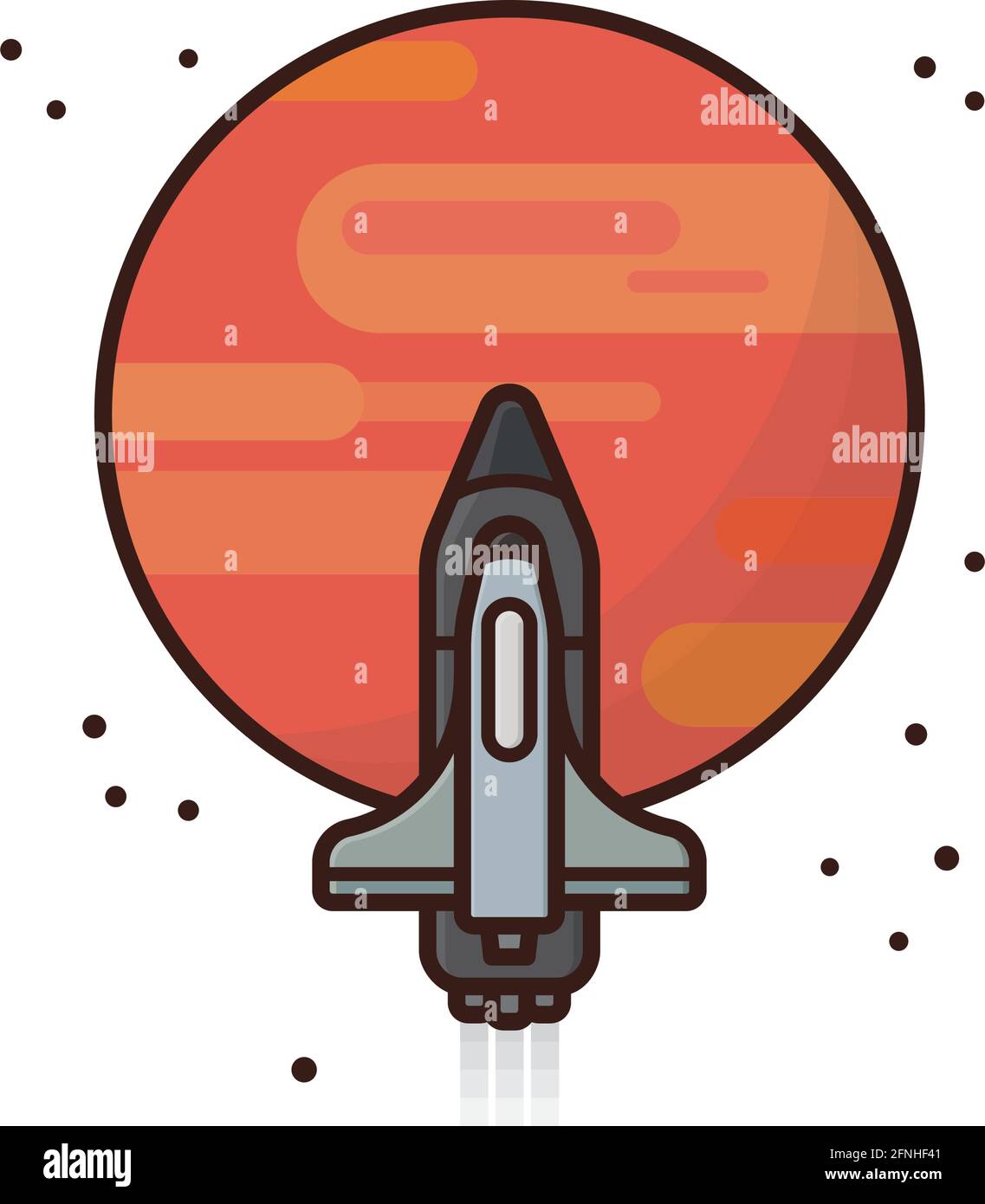Raumschiff nähert sich dem Planeten Mars isolierte Vektor-Illustration für Red Planet Tag am 28. November Stock Vektor