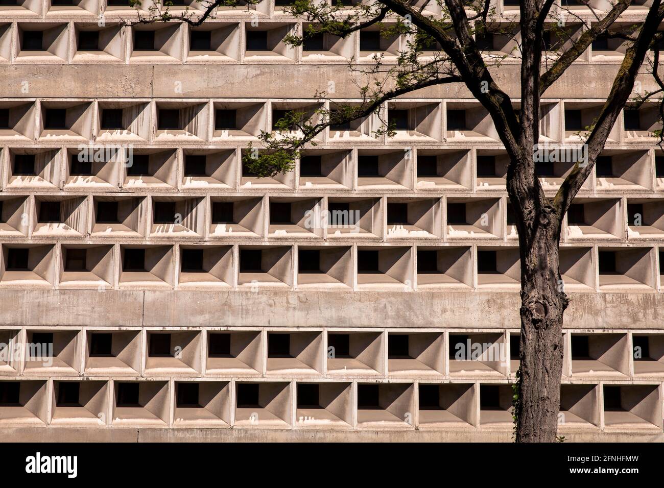 Universitäts- und Stadtbibliothek in der Kerpener Straße im Stadtteil Lindenthal, erbaut 1966 nach Plänen des Architekten Rolf Gutbrod, Köln. Stockfoto