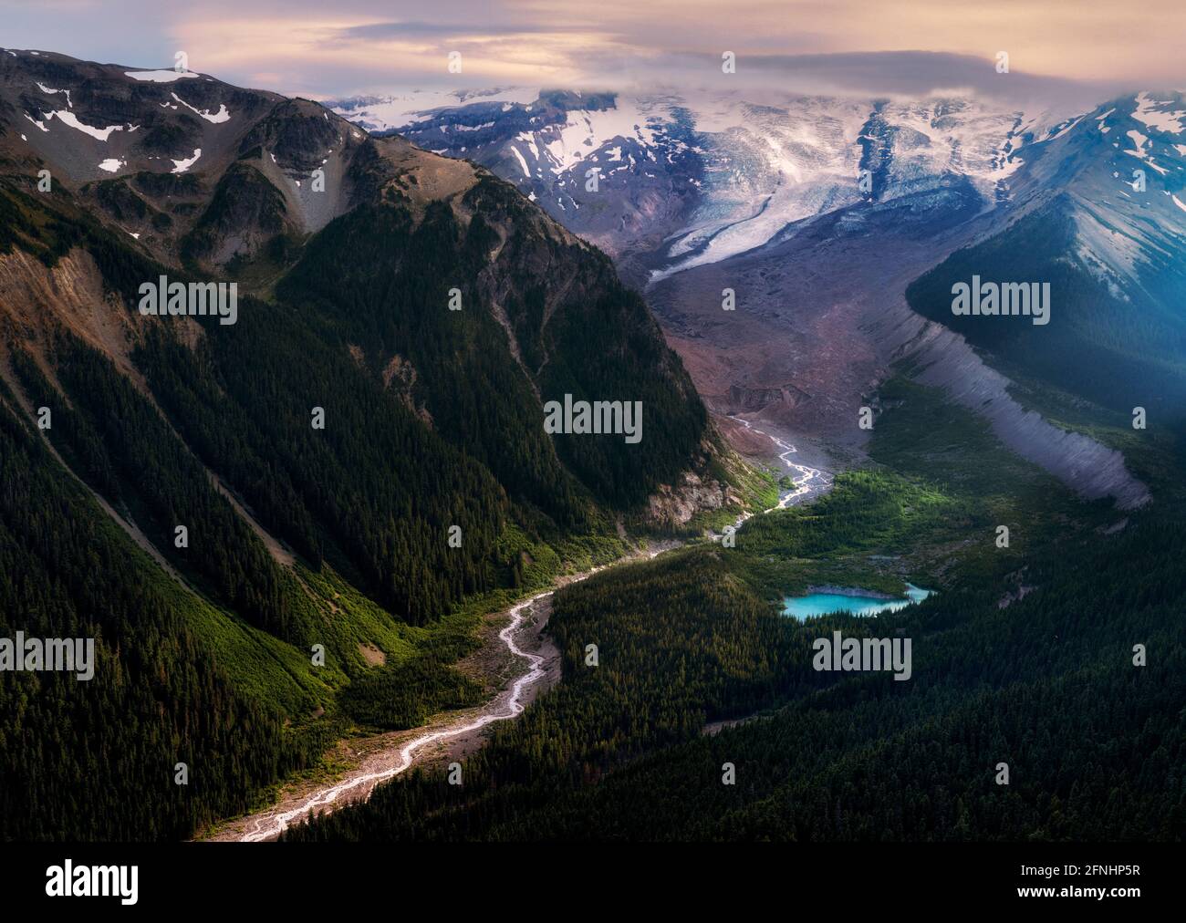 Vergletschtes Tal. Sunrise Side. Mt. Rainier National Park, Washington Stockfoto