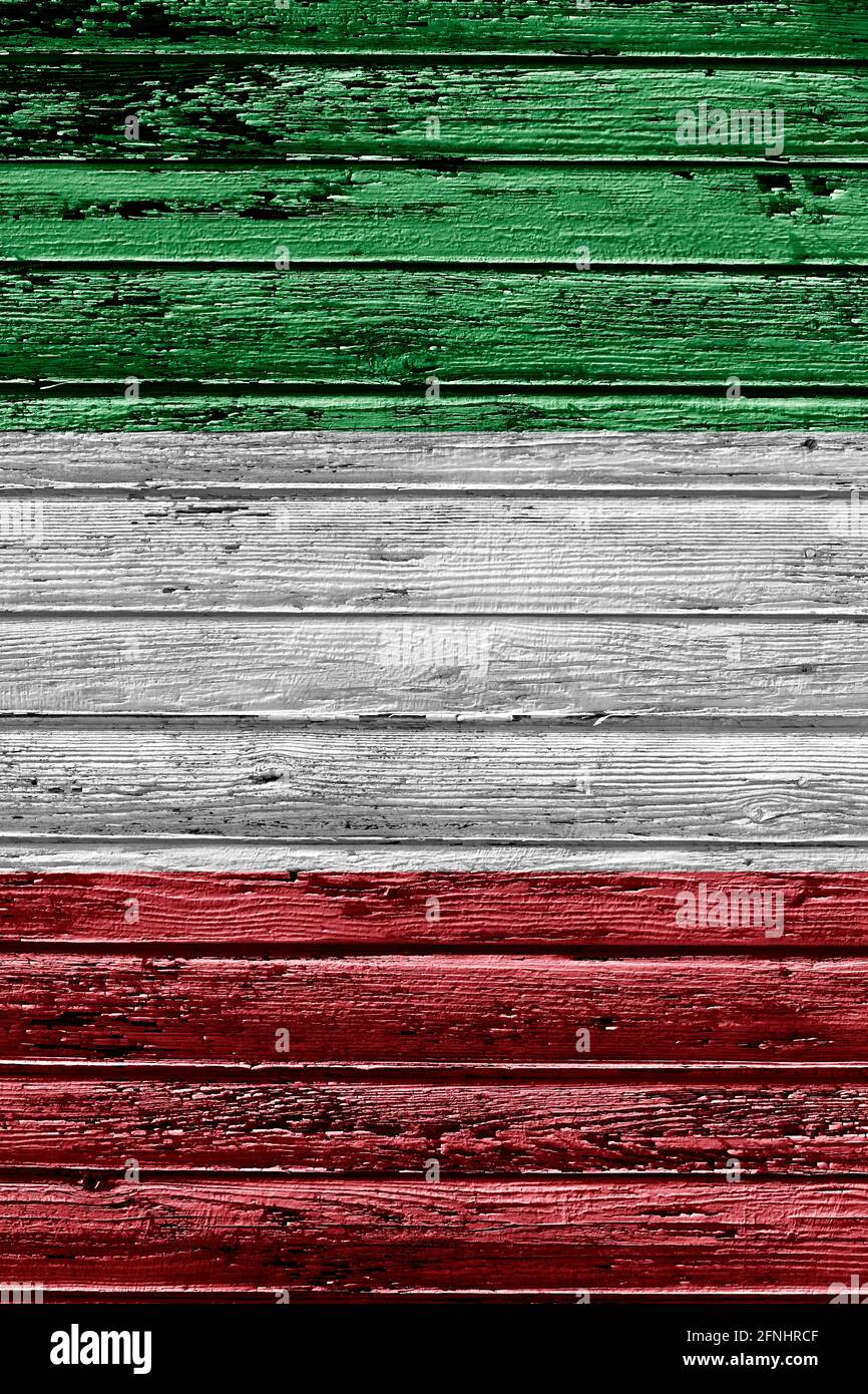Flagge von Italien bemalt auf Holzrahmen Stockfoto