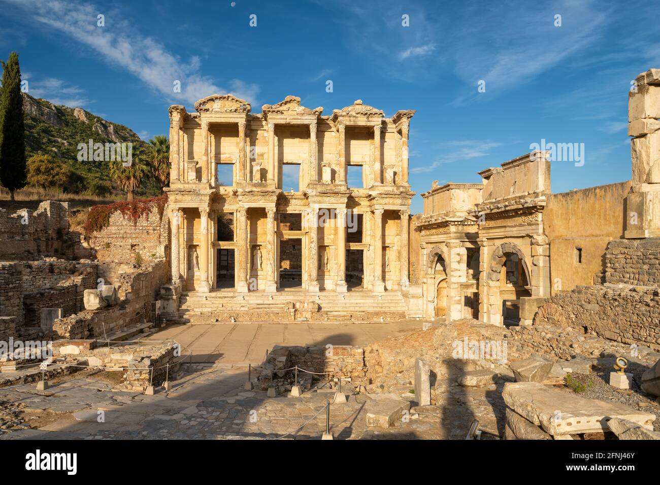 Celsus Bibliothek in der antiken Stadt Ephesus, Türkei Stockfoto