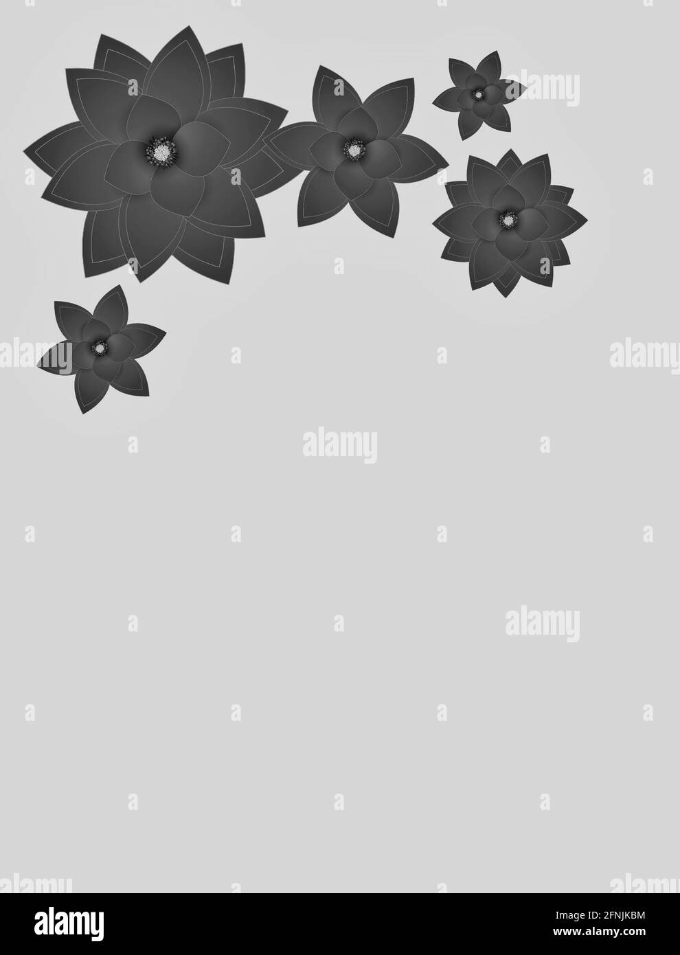 Natürlicher Hintergrund mit Blumen in Schwarz und Weiß Stockfoto