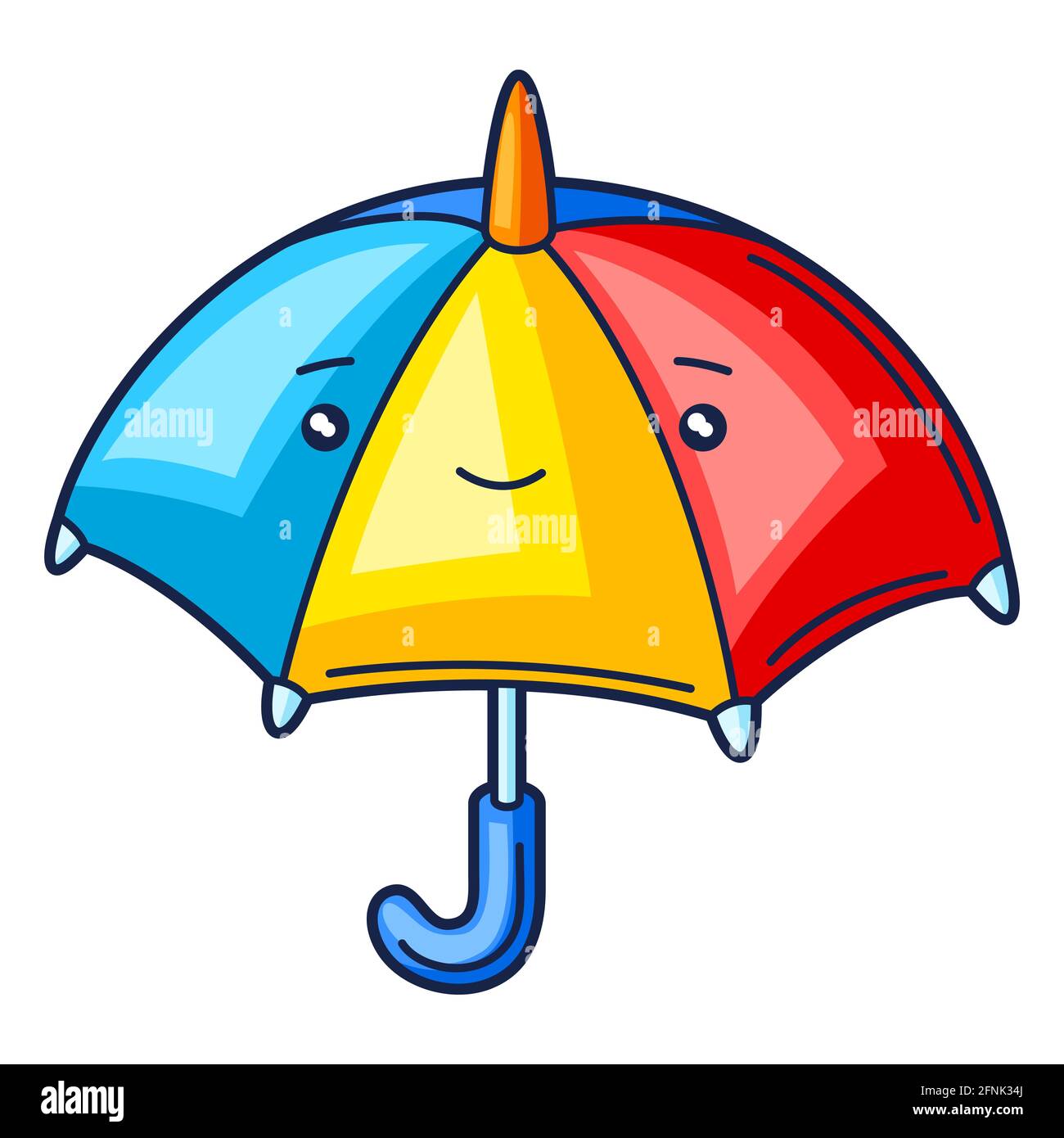 Illustration von niedlichen kawaii Regenschirm. Lustige saisonale Kind Illustration. Stock Vektor