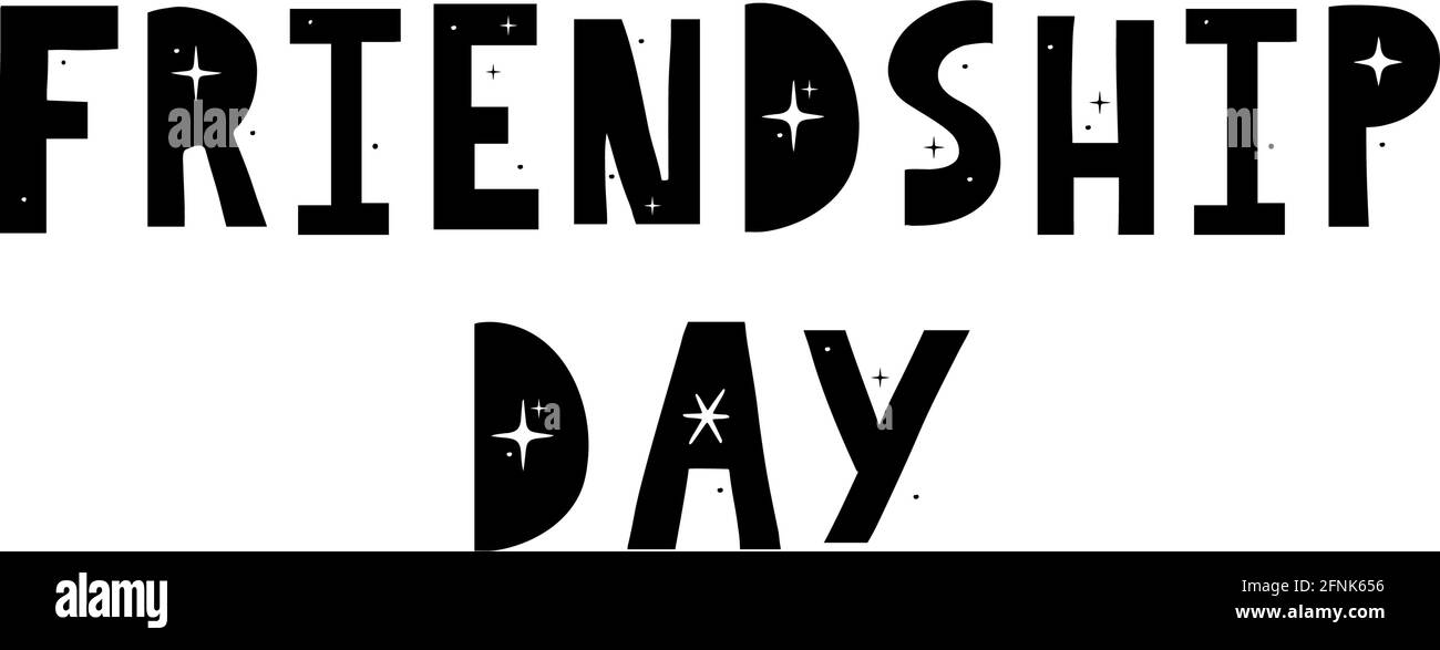 Vektor-Illustration von Hand gezeichnet glücklich Freundschaft Tag felicitation in Mode-Stil mit Schriftzug Text Zeichen und Farbe Dreieck für Grunge-Effekt Stock Vektor