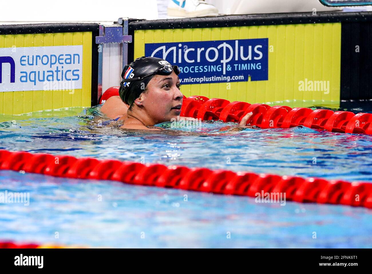 Budapest, Ungarn. Mai 2021. BUDAPEST, UNGARN - 17. MAI: Ranomi Kromowidjojo aus den Niederlanden, die am 17. Mai 2021 in Budapest, Ungarn, in der Duna Arena beim Schwimmen der len-Europameisterschaften in der Freistil-Vorrunde der Frauen über 50 m antritt (Foto von Marcel ter Bals/Orange Picics) Credit: Orange Pics BV/Alamy Live News Credit: Orange Pics BV/Alamy Live News Stockfoto