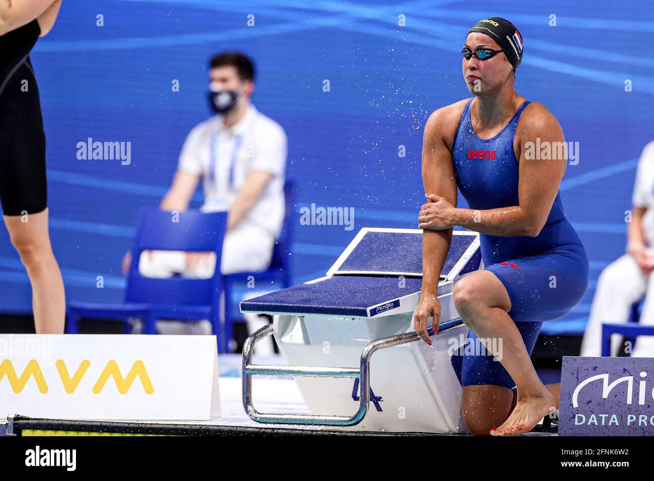 Budapest, Ungarn. Mai 2021. BUDAPEST, UNGARN - 17. MAI: Ranomi Kromowidjojo aus den Niederlanden, die am 17. Mai 2021 in Budapest, Ungarn, in der Duna Arena beim Schwimmen der len-Europameisterschaften in der Freistil-Vorrunde der Frauen über 50 m antritt (Foto von Marcel ter Bals/Orange Picics) Credit: Orange Pics BV/Alamy Live News Credit: Orange Pics BV/Alamy Live News Stockfoto