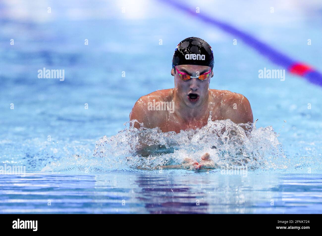 Budapest, Ungarn. Mai 2021. BUDAPEST, UNGARN - 17. MAI: Caspar Corbeau aus den Niederlanden beim Men 100m Breaststroke Preliminary während der len-Europameisterschaft im Schwimmsport in der Duna Arena am 17. Mai 2021 in Budapest, Ungarn (Foto von Marcel ter Bals/Orange Picics) Kredit: Orange Pics BV/Alamy Live News Kredit: Orange Pics BV/Alamy Live News Stockfoto