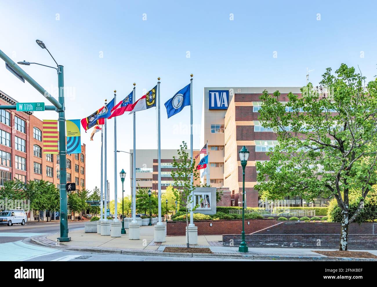 CHATTANOOGA, TN, USA-7 MAY 2021: Der umfangreiche TVA (Tennessee Valley Authority) Gebäudekomplex. Stockfoto