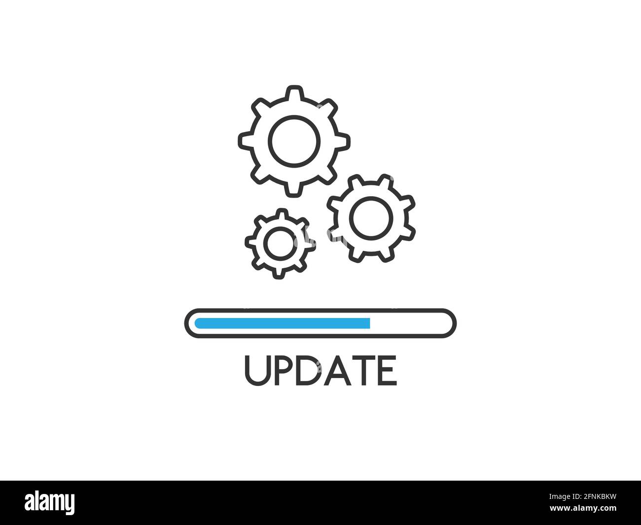 Update-Symbol isoliert weißen Hintergrund. Upgrade des Systemkonzepts. Prozess wird geladen oder aktualisiert. Anwendungsstatus in flacher Form. Design wird aktualisiert. Vektor Stock Vektor