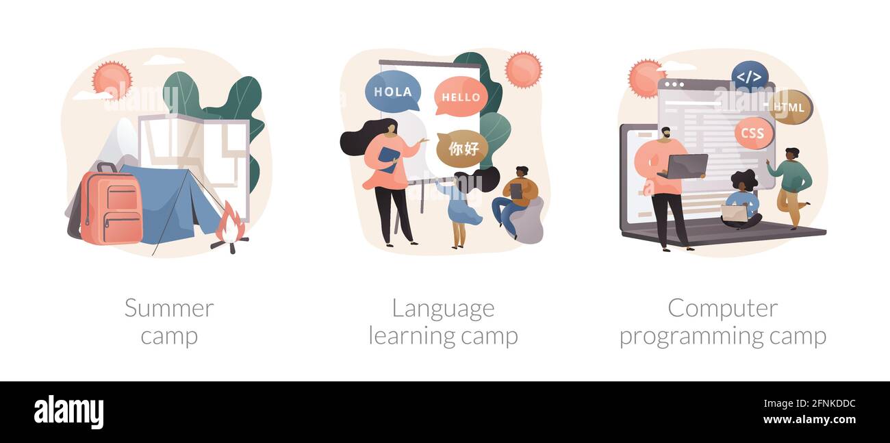 Summer Camp abstrakte Konzept Vektor-Illustrationen. Stock Vektor