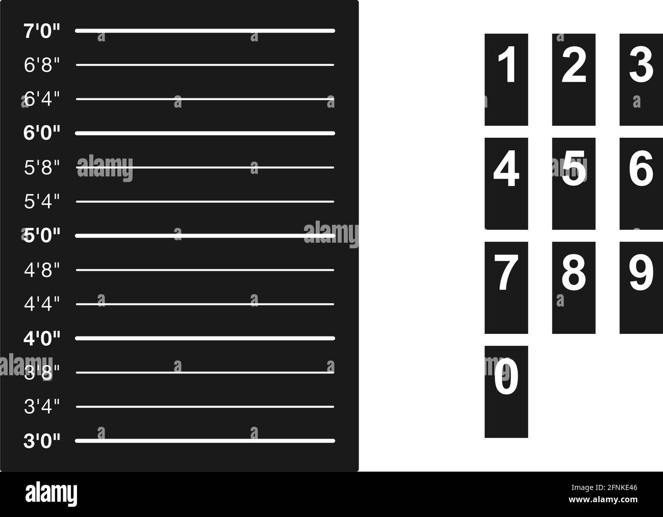 Polizeihöhendiagramm mit verdächtigen Zahlen in Vektorsatz Stock Vektor