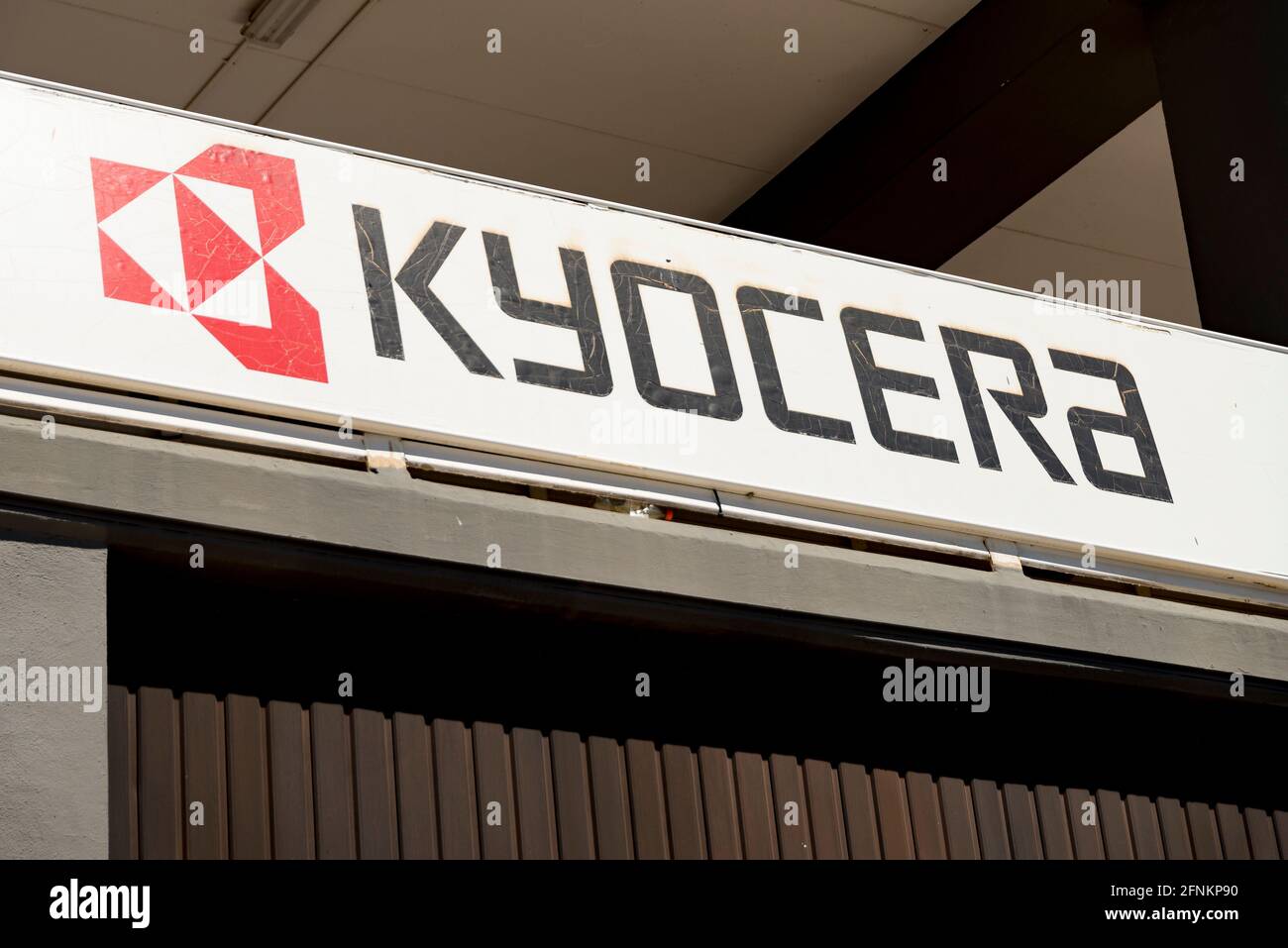 Valencia, Spanien. Mai 2021. Kyocera-Logo auf dem Circuit Ricardo Tormo. (Foto: Xisco Navarro/SOPA Images/Sipa USA) Quelle: SIPA USA/Alamy Live News Stockfoto