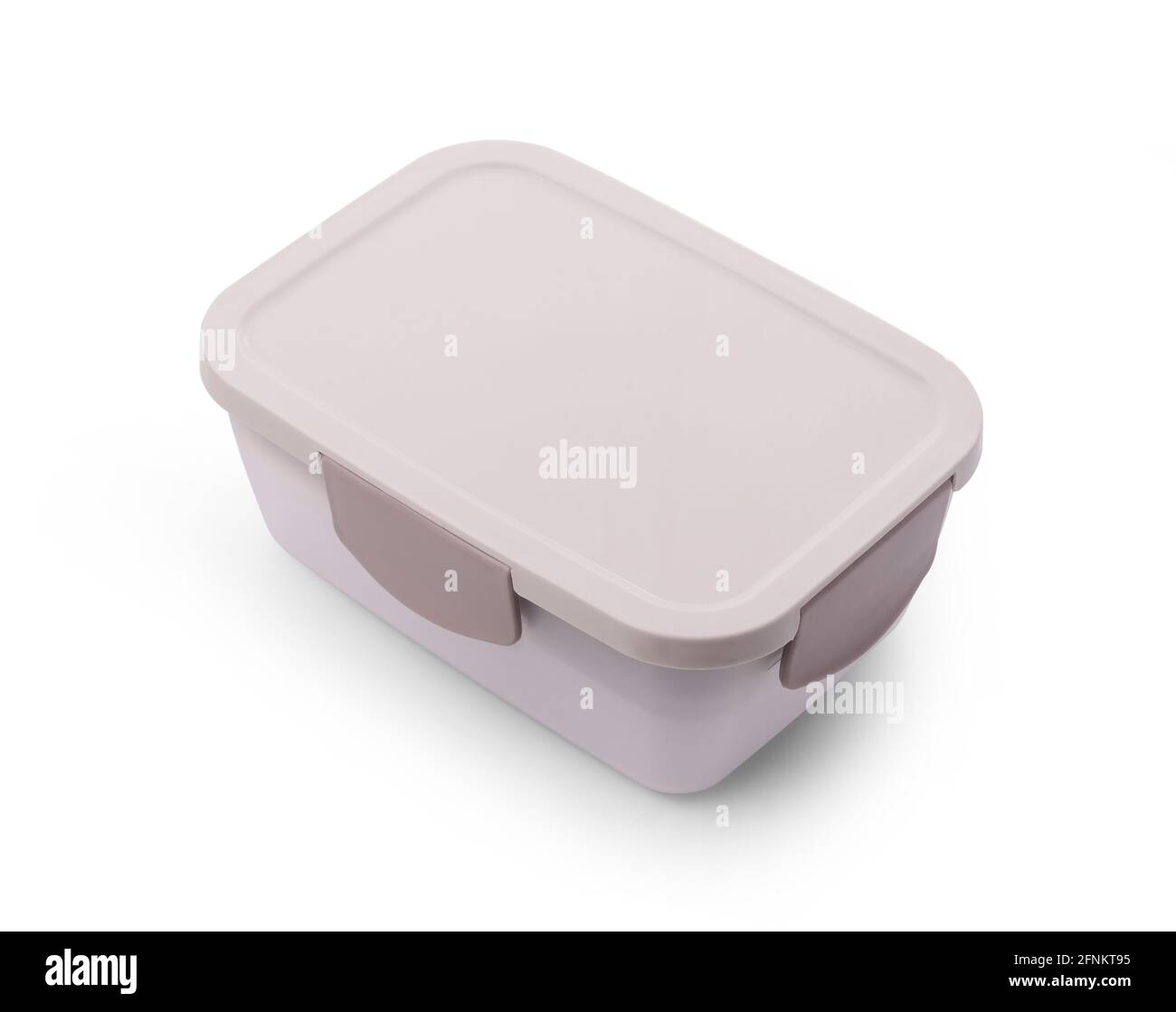 Lebensmittelträger aus Kunststoff auf weißem Hintergrund Stockfoto