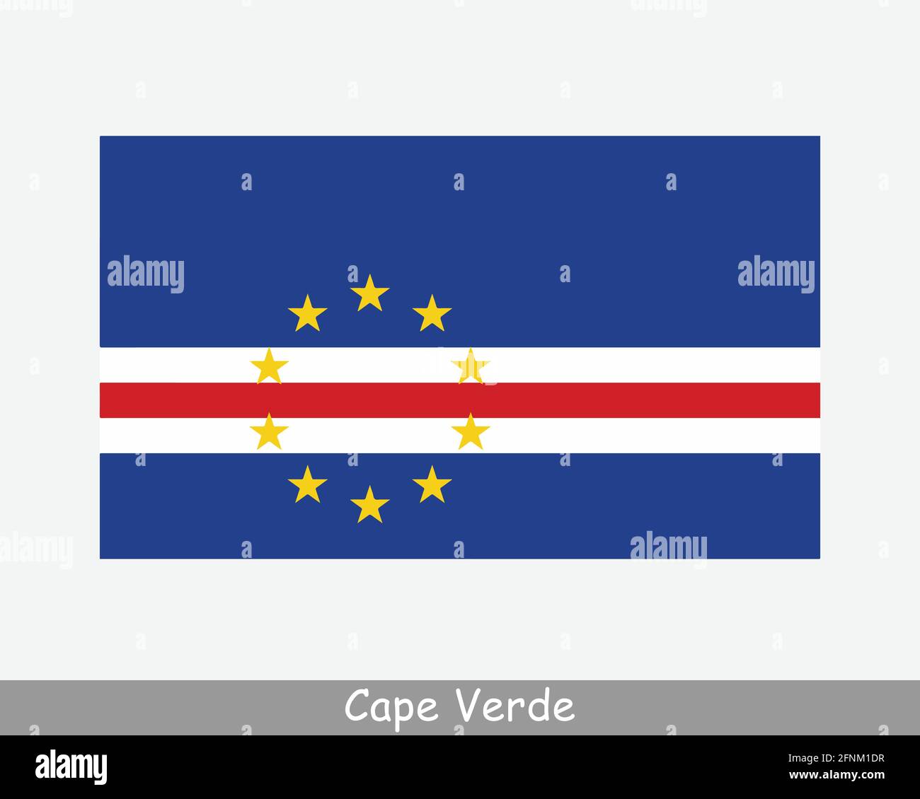 Nationale Flagge von Kap Verde. Flagge Cabo Verde Land. Republik Cabo Verde detailliertes Banner. EPS-Vektorgrafik Datei ausschneiden Stock Vektor