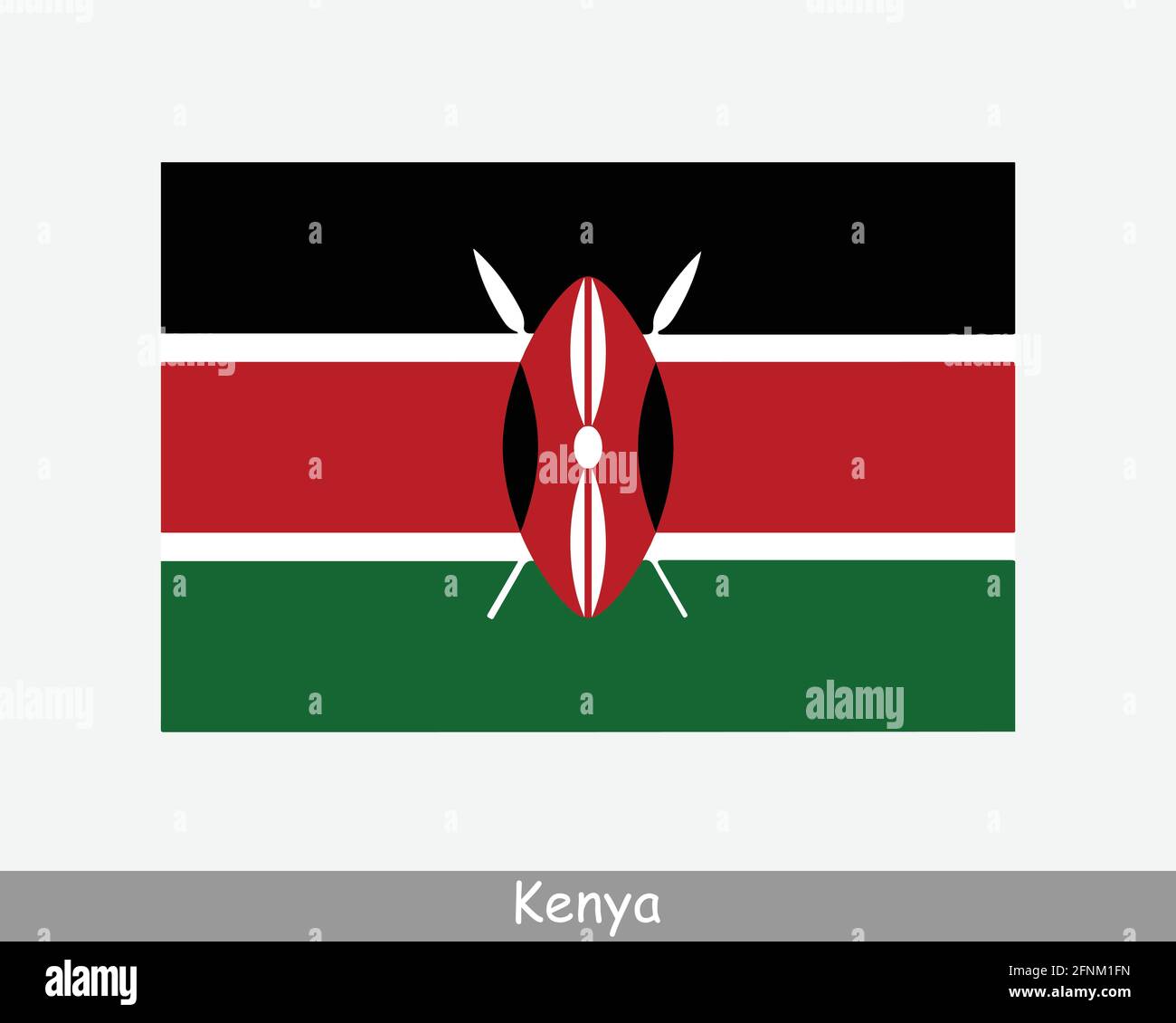 Nationalflagge von Kenia. Kenianische Landesflagge. Ausführliches Banner der Republik Kenia. EPS-Vektorgrafik Datei ausschneiden Stock Vektor
