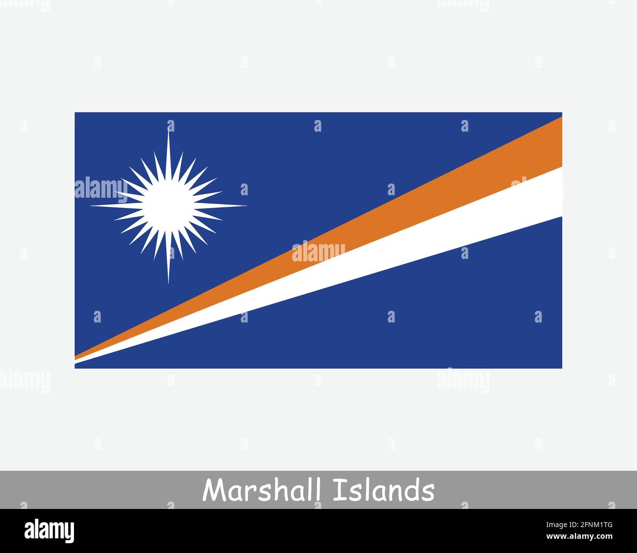 Nationale Flagge der Marshallinseln. Flagge Des Marshalleslandes. Republik der Marshallinseln detailliertes Banner. EPS-Vektorgrafik Datei ausschneiden Stock Vektor