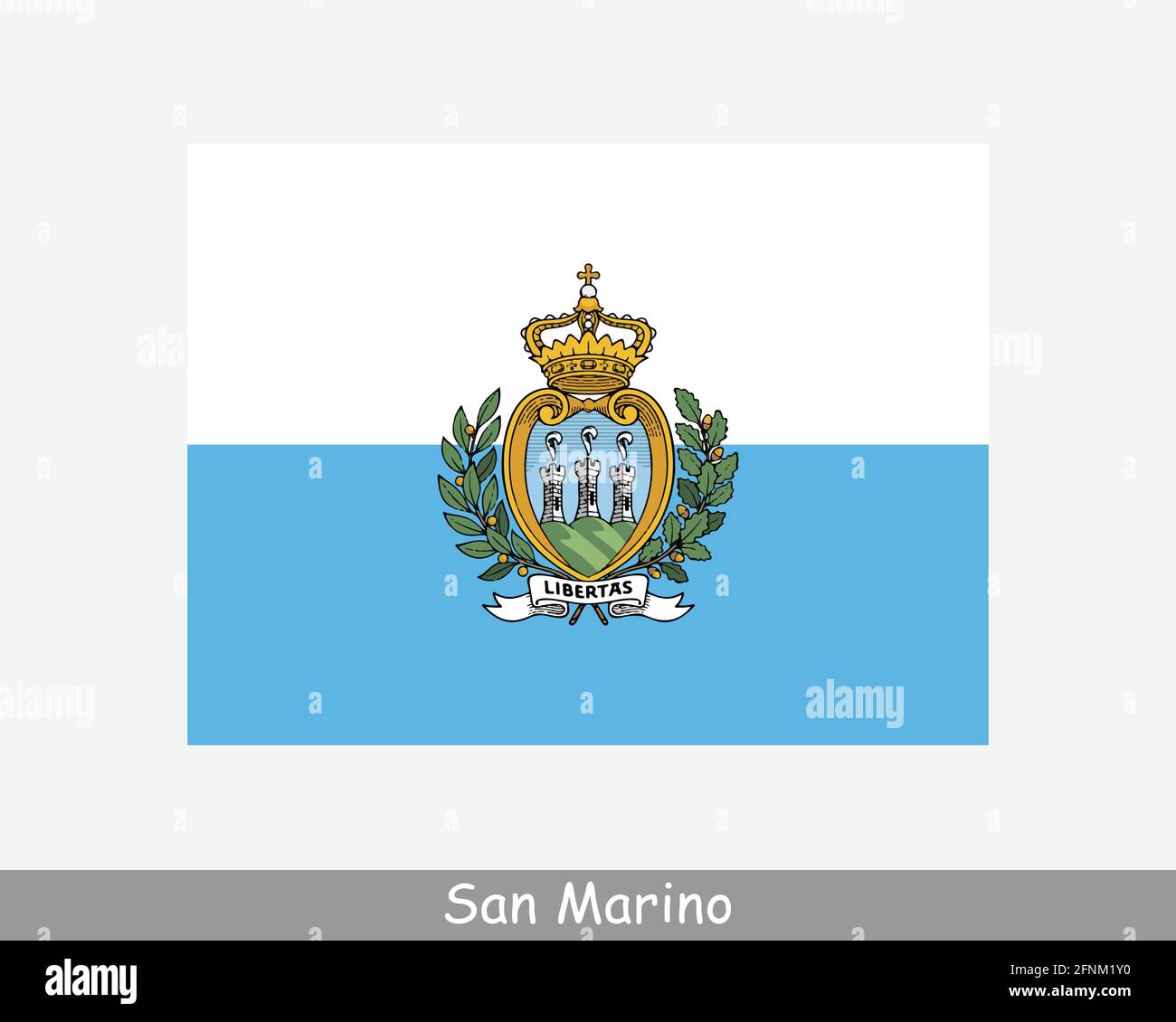 Nationale Flagge von San Marino. Flagge Des Landes Von San Marino. Republik San Marino detailliertes Banner. EPS-Vektorgrafik-Datei Stock Vektor