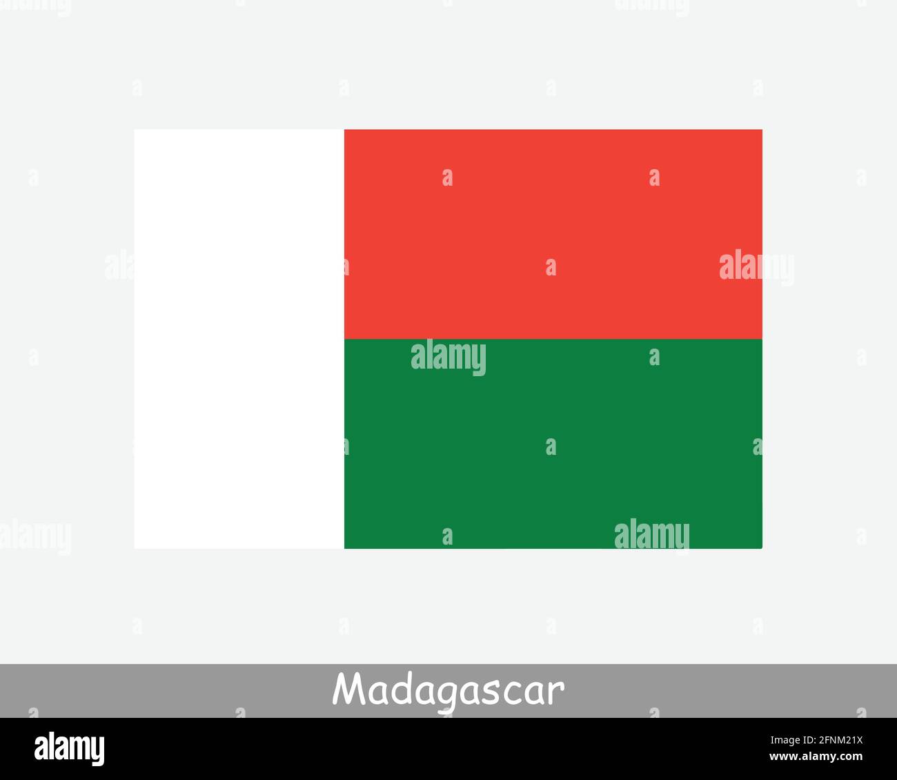 Nationale Flagge Madagaskars. Flagge Des Madagassischen Landes. Republik Madagaskar detailliertes Banner. EPS-Vektorgrafik Datei ausschneiden Stock Vektor