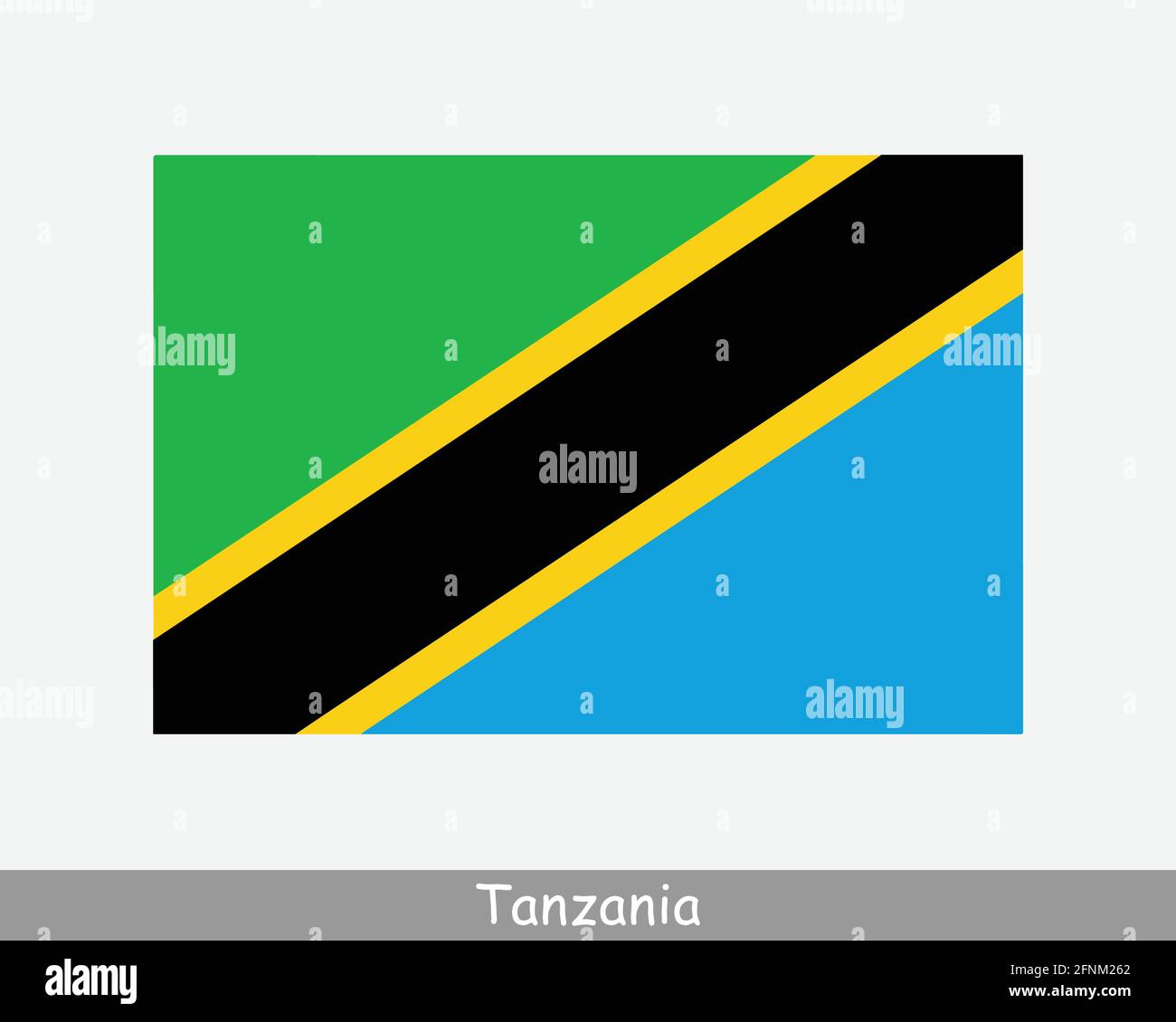 Nationale Flagge Tansanias. Flagge Des Tansanischen Landes. Vereinigte Republik Tansania detailliertes Banner. EPS-Vektorgrafik Datei ausschneiden Stock Vektor