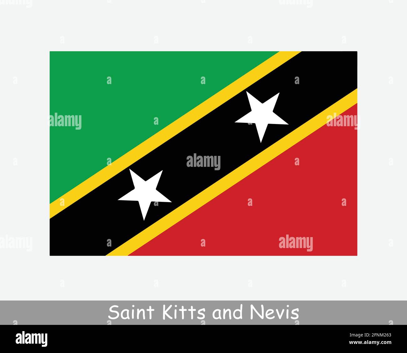 Nationale Flagge von St. Kitts und Nevis. Föderation des Heiligen Christophorus und Nevis Land Flagge detailliertes Banner. EPS-Vektorgrafik Datei ausschneiden Stock Vektor
