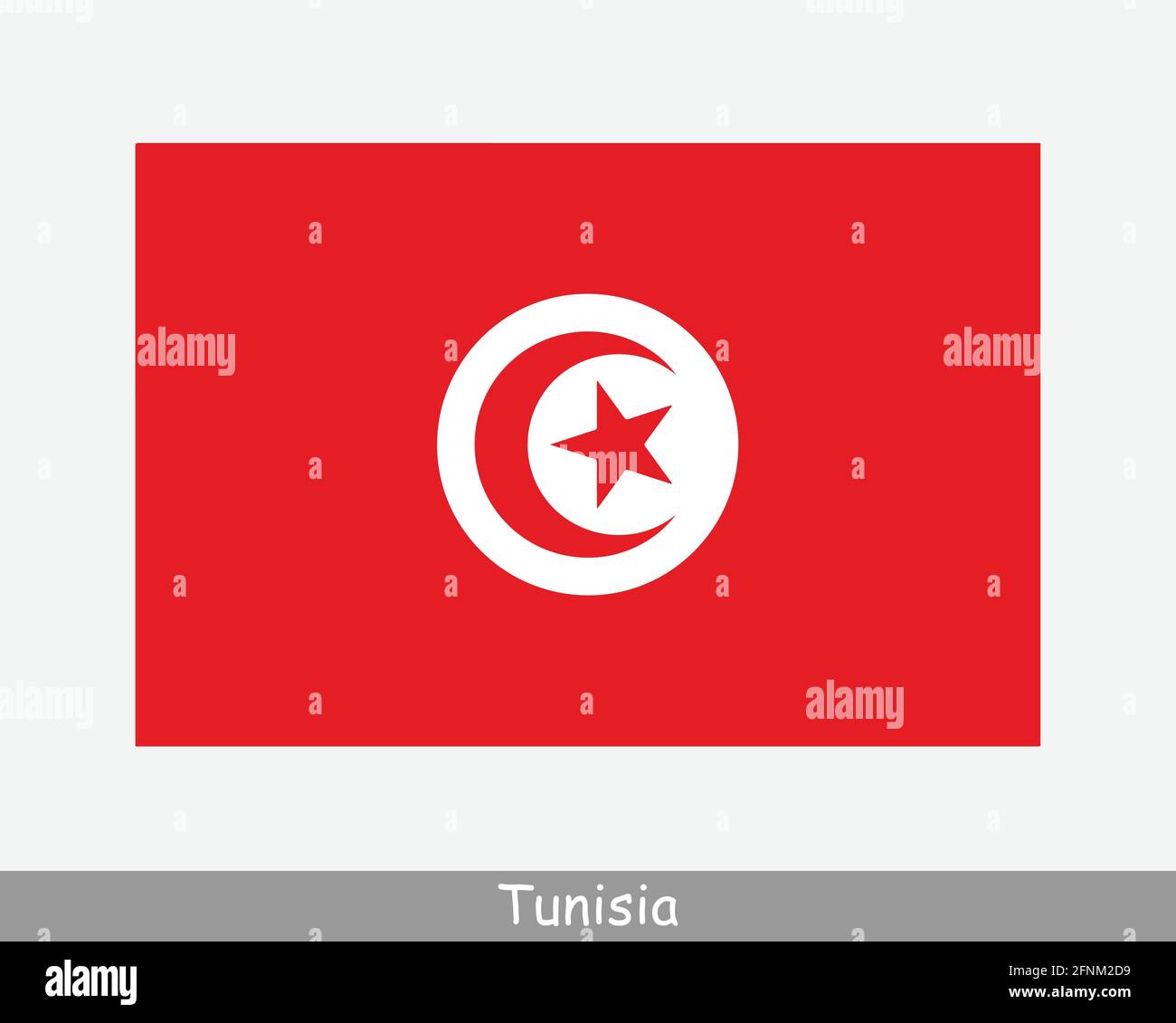 Nationale Flagge Tunesiens. Tunesische Landesflagge. Republik Tunesien detailliertes Banner. EPS-Vektorgrafik Datei ausschneiden Stock Vektor