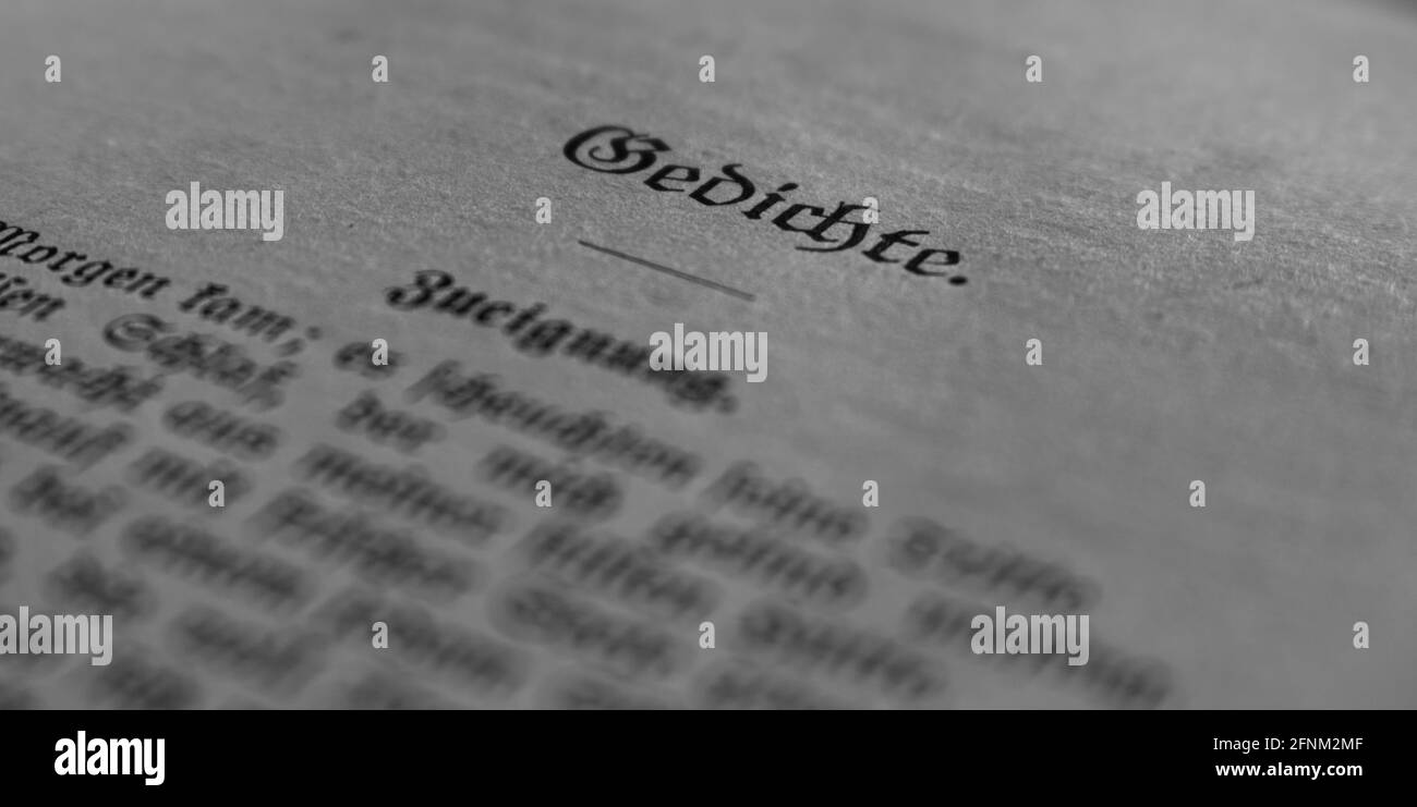 Alte Schriftzüge Gedicht schwarz-weiß Stockfoto
