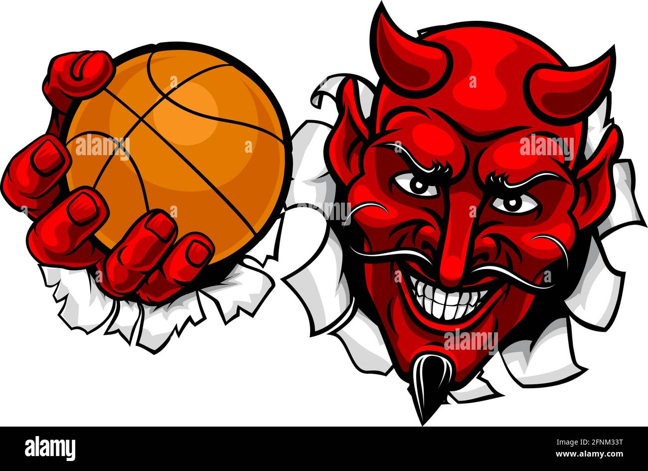 Teufel Satan Basketball Sport Maskottchen Cartoon Stock Vektor