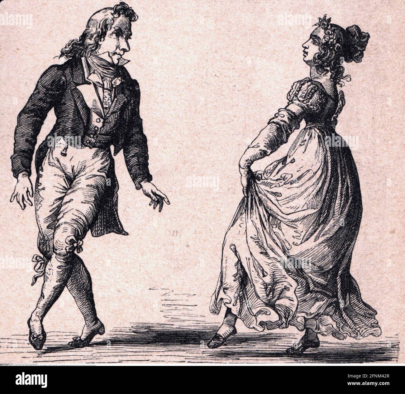 Tanz, gavotte, tanzendes Paar, Paris, um 1810, Holzstich, 2. Hälfte 19. Jahrhundert, ZUSÄTZLICHE-RECHTE-FREIGABE-INFO-NICHT-VERFÜGBAR Stockfoto