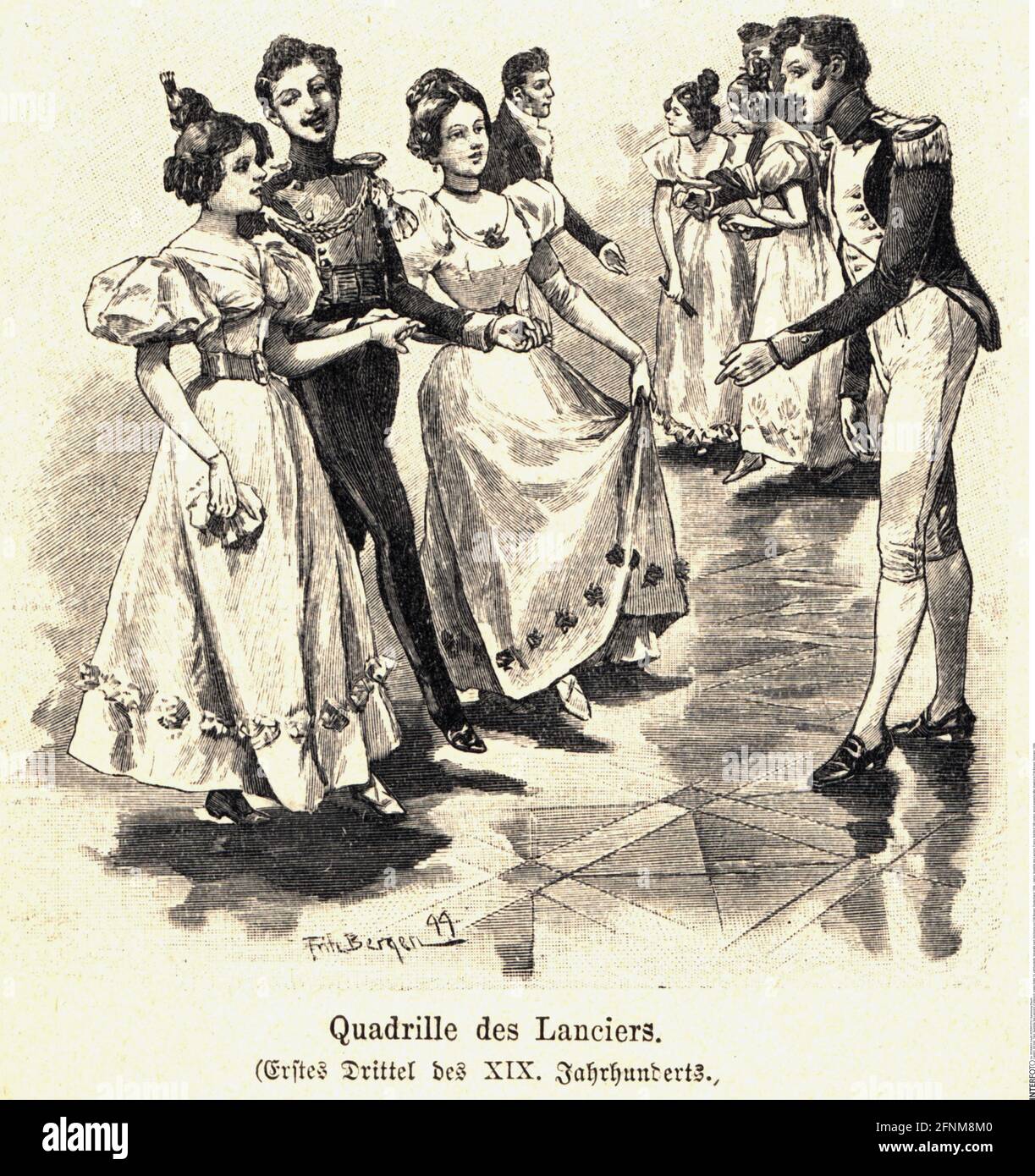 Tanz, Quadrille des Lanciers, Frankreich, erstes drittes 19. Jahrhundert, ZUSÄTZLICHE RECHTE-FREIGABE-INFO-NICHT-VERFÜGBAR Stockfoto