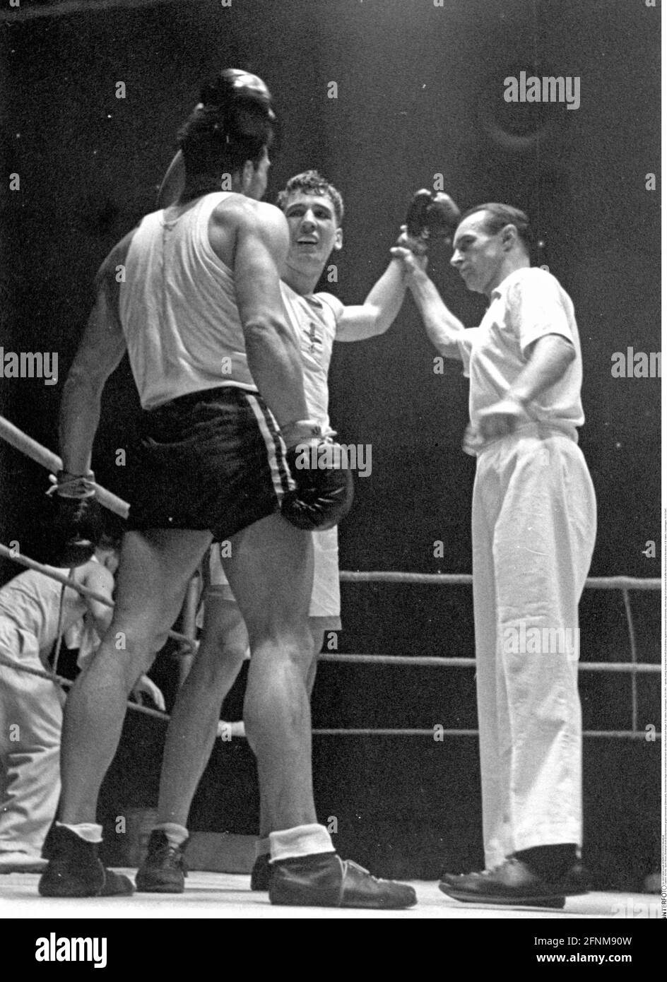 Sport, Boxen, Boxkampf Scott (Großbritannien) gegen Heinemann (Dänemark), ZUSÄTZLICHE-RIGHTS-CLEARANCE-INFO-NOT-AVAILABLE Stockfoto