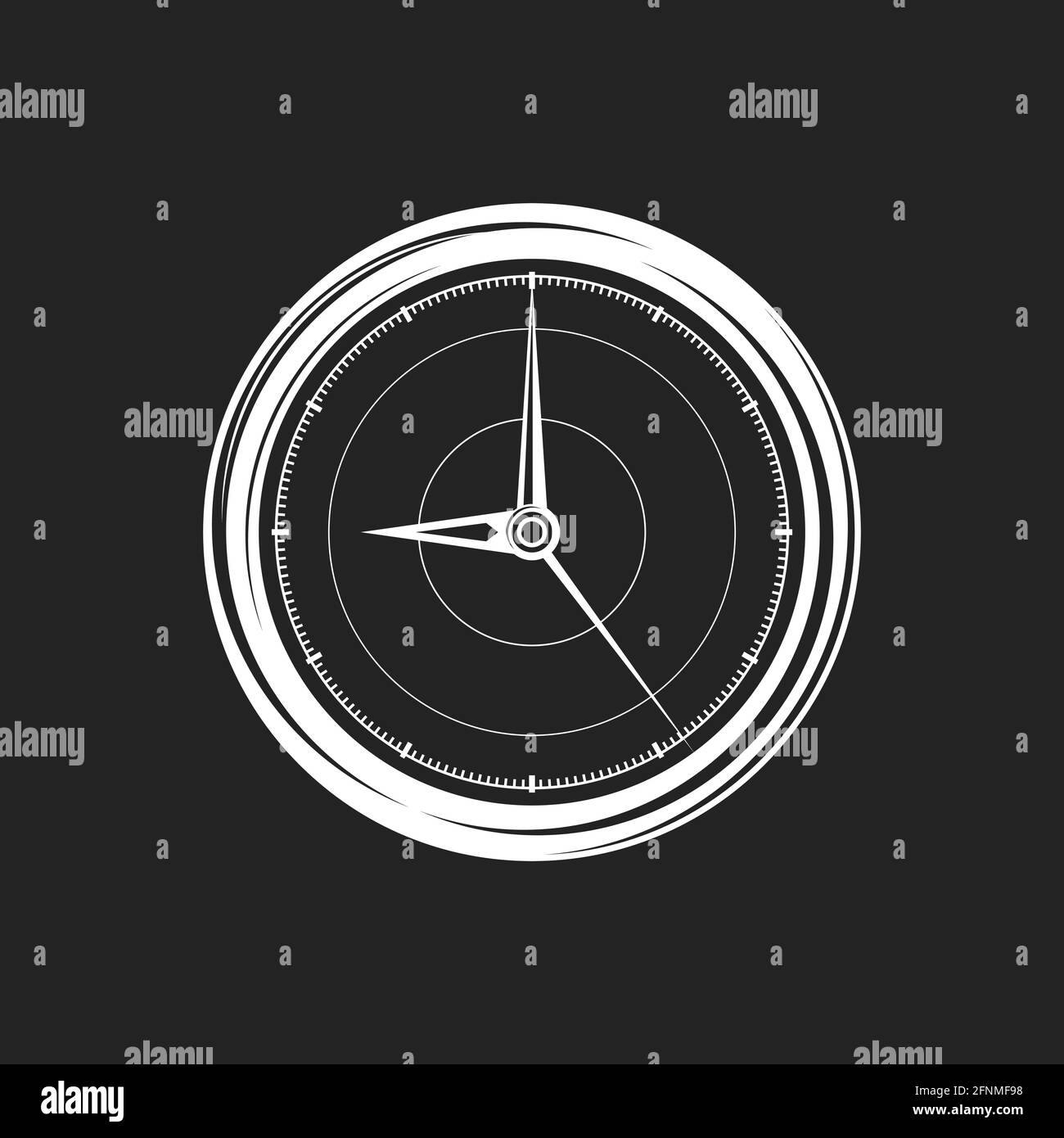 Schwarze Vintage-Uhr. Flaches Symbol auf weißem Hintergrund isoliert. Zeit retro Illustration. Minuten und Sekunden. Zeit zum Arbeiten oder Erstellen eines Konzepts. Stock Vektor