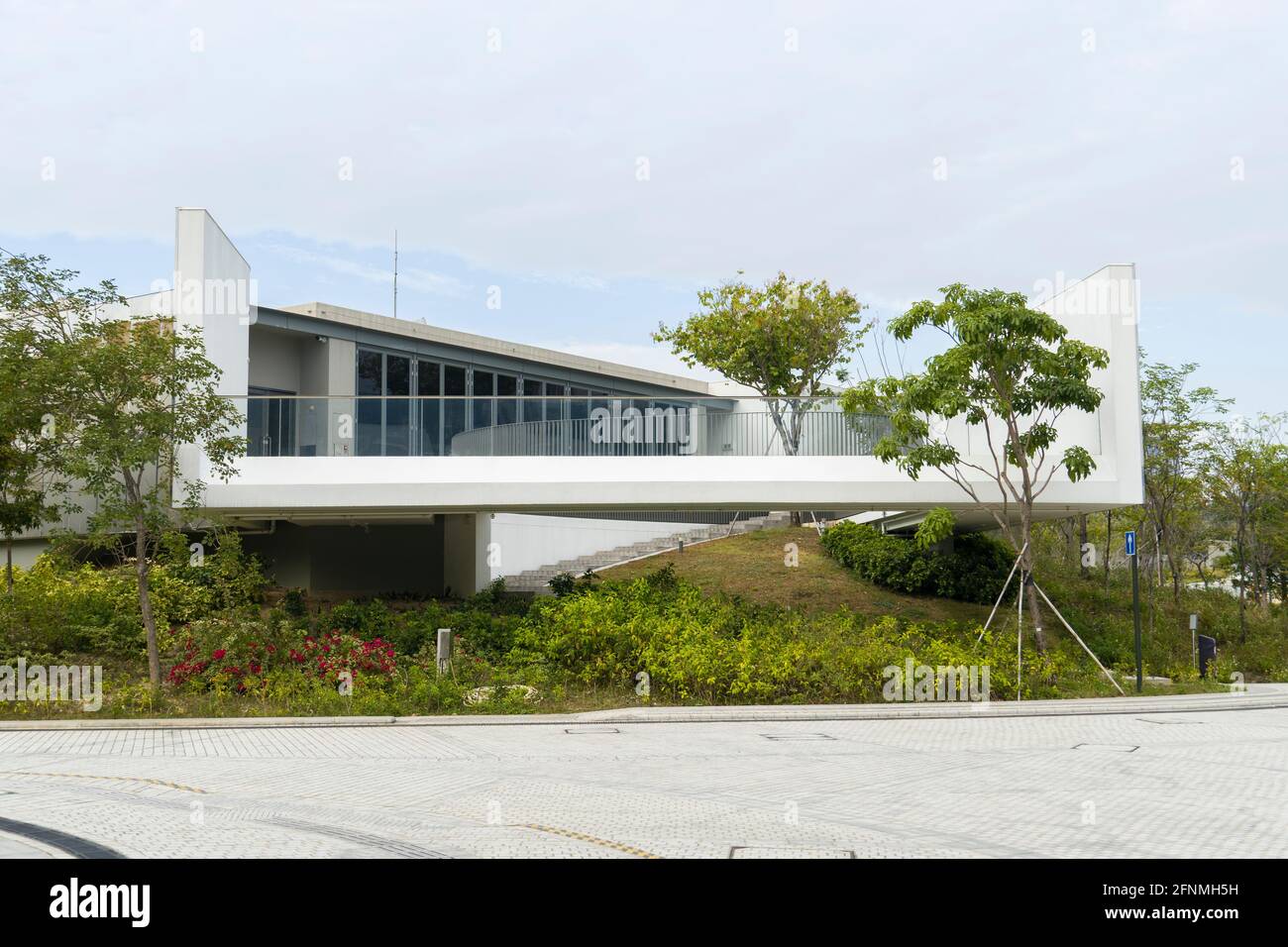 Arts Pavilion im West Kowloon Cultural District, Hongkong. Ein Ausstellungs- und Eventpavillon für Organisationen und interessierte Künstler. Stockfoto