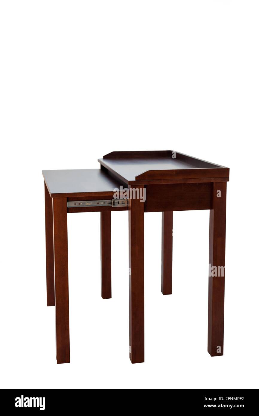 Kompakter, moderner Tisch aus Holz. Stockfoto