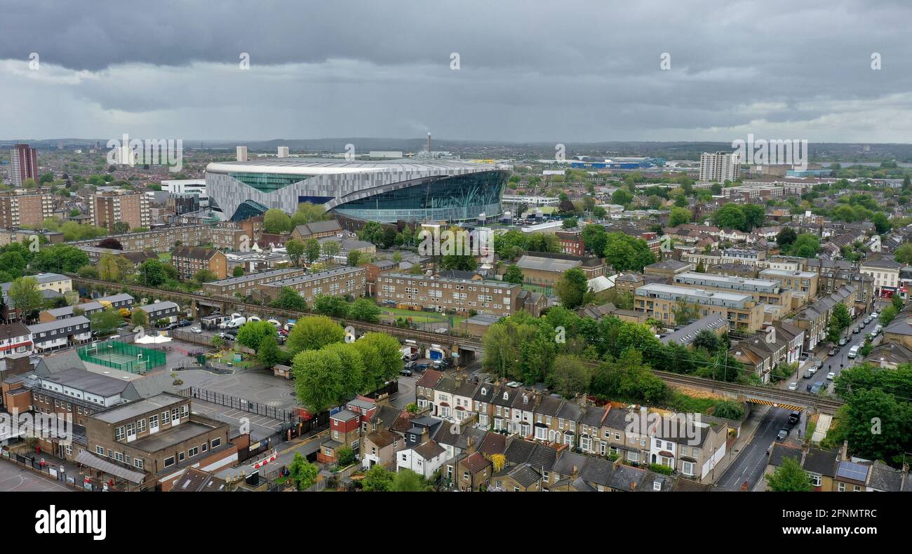 Luftaufnahme des Tottenham Hotspur Stadions das Heimstadion des Fußballclubs Tottenham Hotspur im Norden Londons N17 OBX Großbritannien, Großbritannien Stockfoto