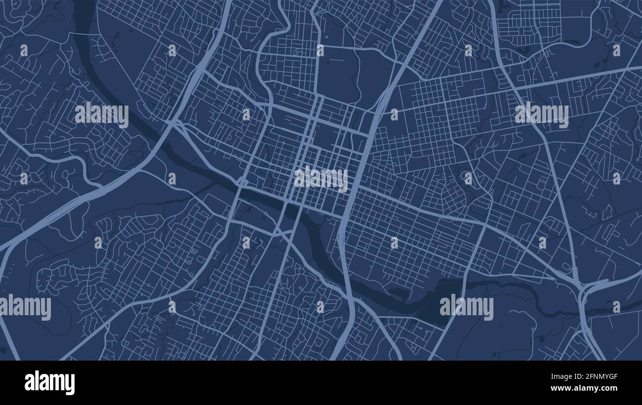 Blue Austin Stadtgebiet Vektor Hintergrundkarte, Straßen und Wasser Kartographie Illustration. Breitbild-Proportion, digitale Flat-Design-Streetmap. Stock Vektor