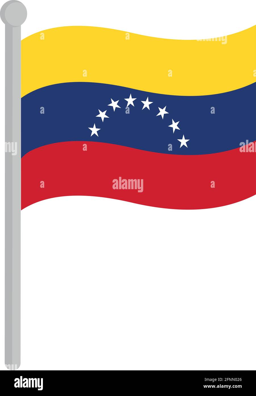 Vektordarstellung der Flagge Venezuelas auf einem Mast Stock Vektor