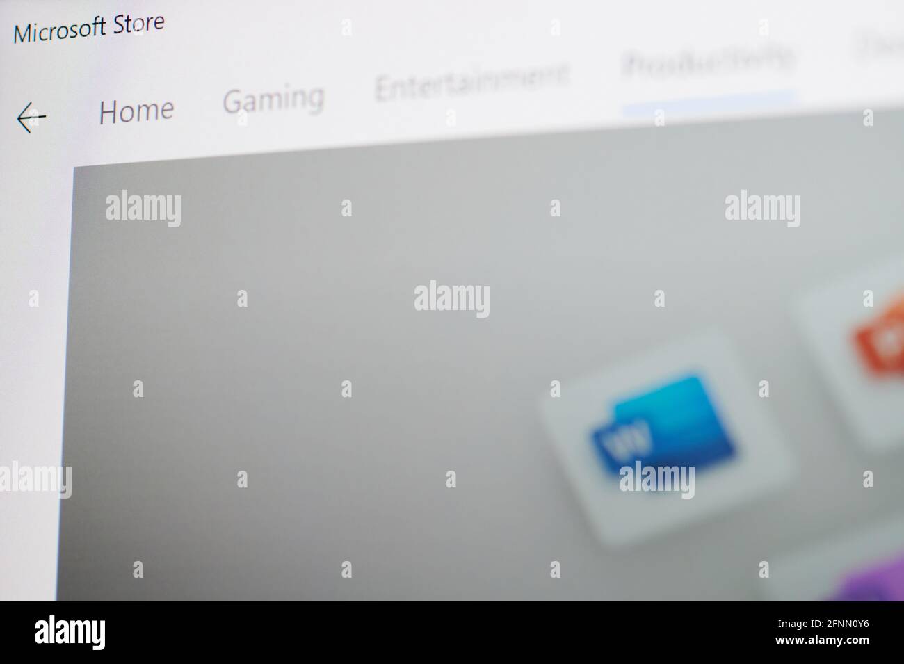 New york, USA - 17. Mai 2021: Microsoft Store-Menü auf dem pc-Bildschirm Makro Nahaufnahme Stockfoto