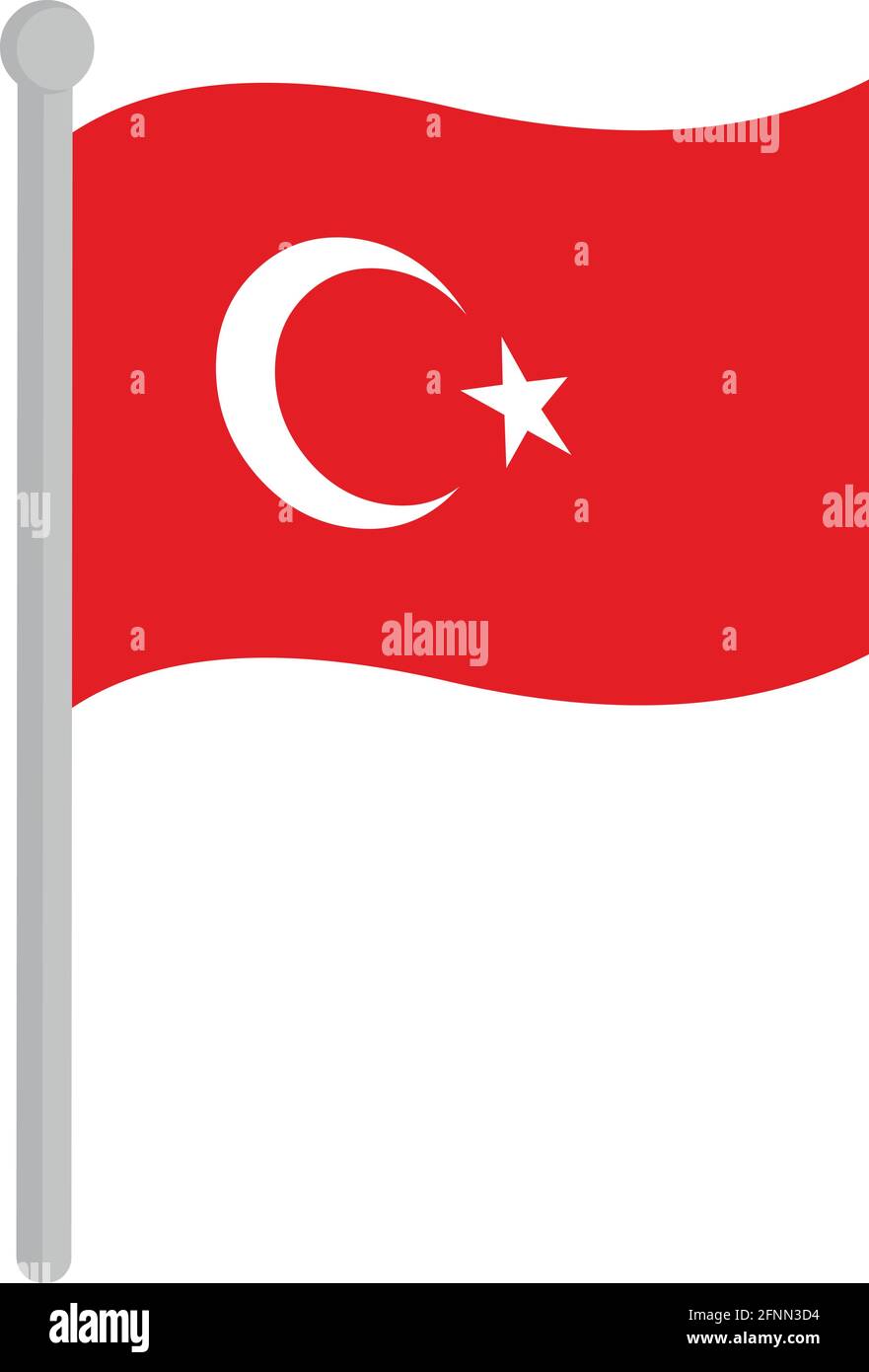 Vektor-Illustration der türkischen Flagge auf einer Stange Stock Vektor
